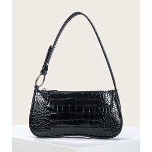 NWT Crocodile embossed baguette shoulder bag patent faux leather small Shein new